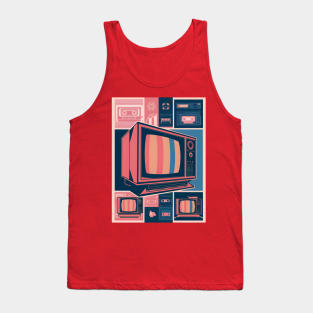 Illustration Of an 80s Inspired TV and Cassettes Tank Top